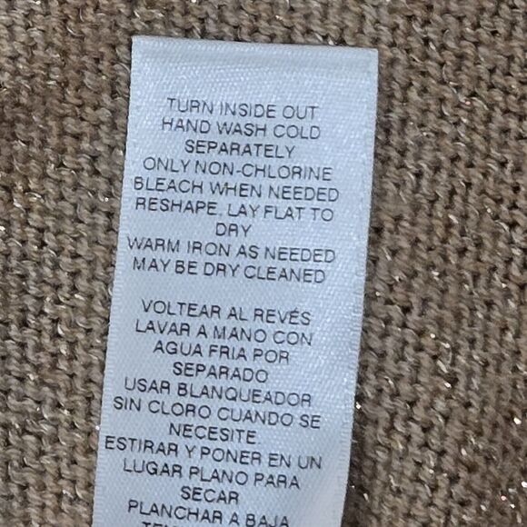 Chico's Brown with Gold Metallic Glitter Turtleneck Sweater Pullover Size 1 M/8 - Picture 11 of 13